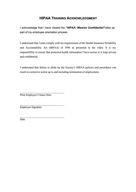 FREE 6+ HIPAA Employee Acknowledgment Forms in PDF MS Word