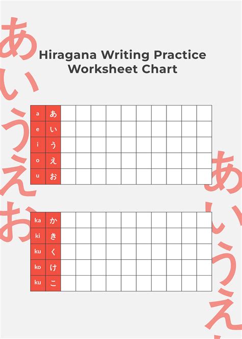 Hiragana Chart Practice Printable