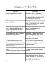 History Lesson Two Column Note