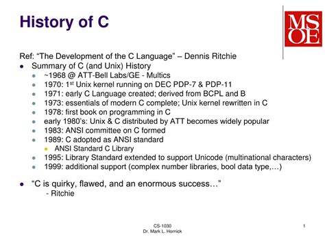 history of c language in points notes