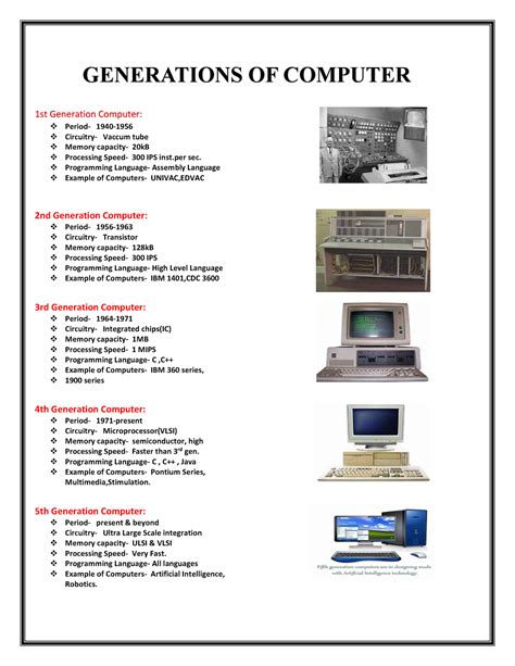 history of computer from 1st to 5th generation notes