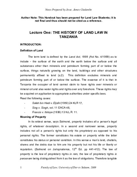 history of land law in tanzania