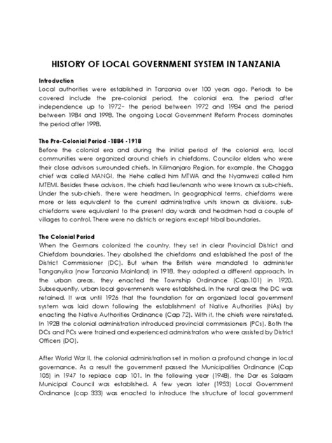 history of local government in tanzania