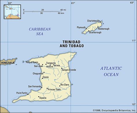 Map of Trinidad and Tobago