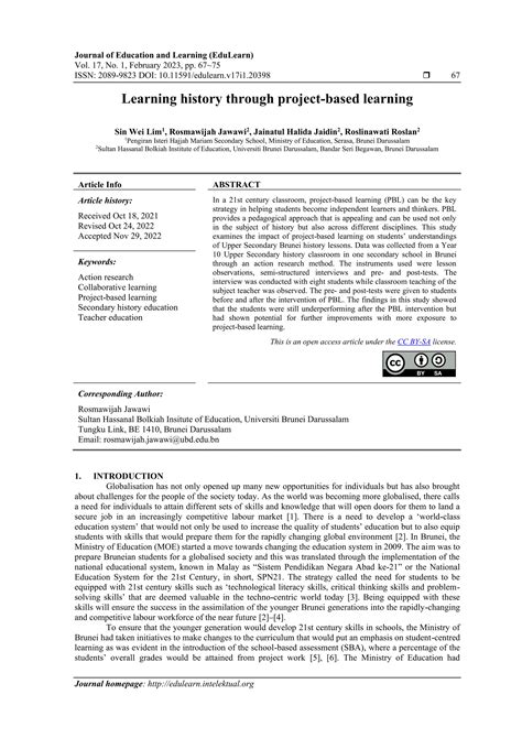 history of problem based and project based learning