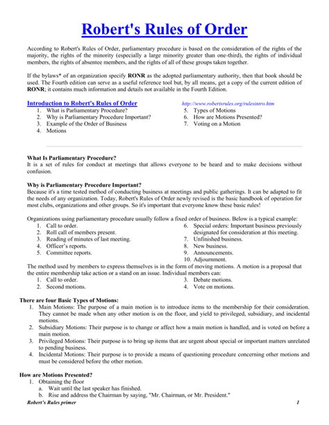 History Of Robert's Rules Of Order