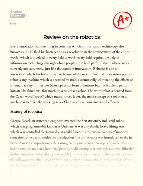 History Of Robotics Essay