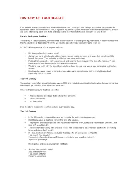 History Of Toothpaste Pdf