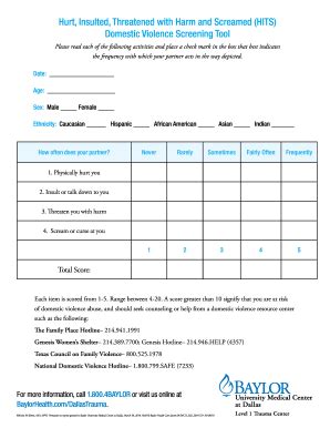 Hits Screening Tool Printable