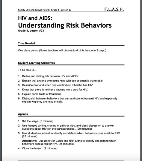 Hiv/Aids Lesson Plan