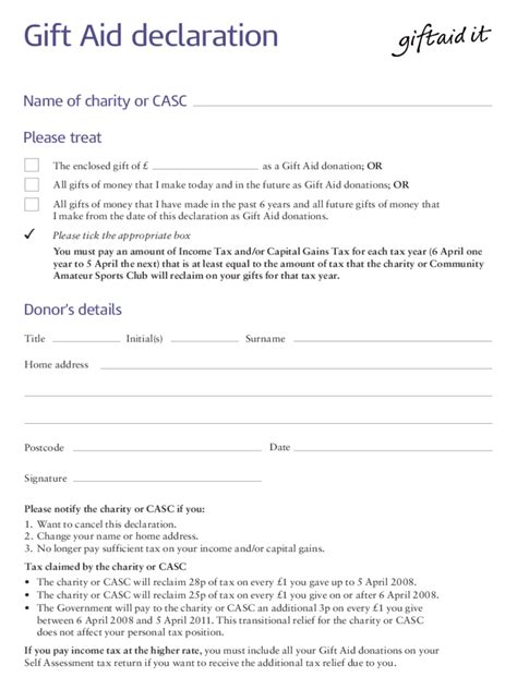 hmrc gift aid form template