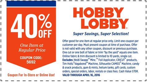 Save Money With Hobby Lobby Coupon 40