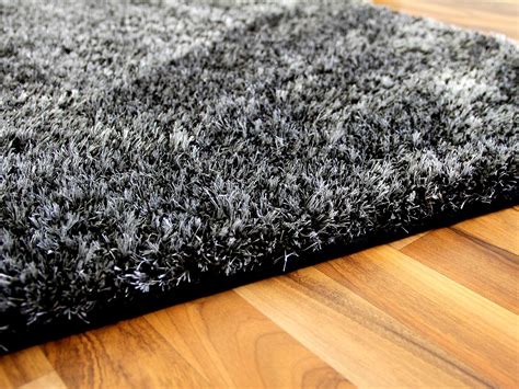 Hochflor Teppich Wohnzimmer Shaggy Anthrazit Schwarz Extra Langer