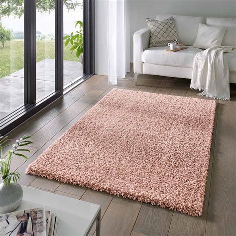 Hochflor Teppich Shaggy Einfarbig Creme Teppich.de