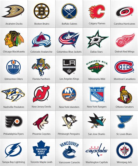 hockey team names nhl