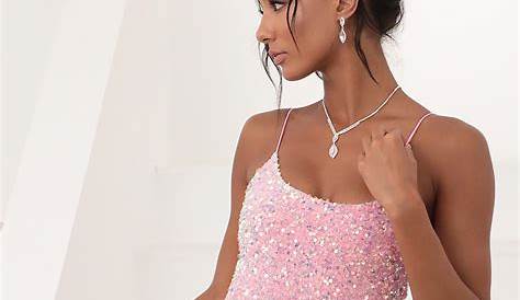 Hoco Dresses Pink Sparkly
