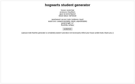 Hogwarts Student Generator Printable