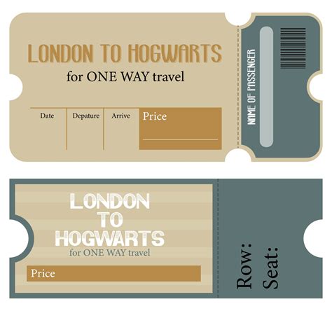 Hogwarts Train Ticket Printable