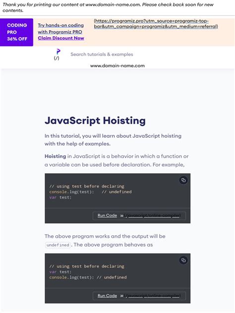 Hoisting Javascript Scope