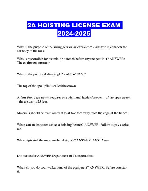 Hoisting License Exam Dates