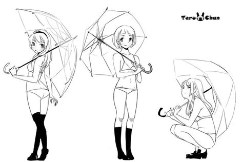 Holding Umbrella Reference Drawing