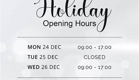 Holiday Hours Of Operation Sign Template Business Printable