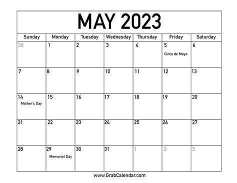 May 2023 Calendar Templates for Word, Excel and PDF