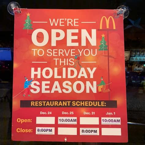 holiday hours for mcdonald's