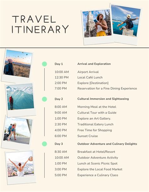 Holiday Itinerary Template [Free PDF] Word Apple Pages Google Docs