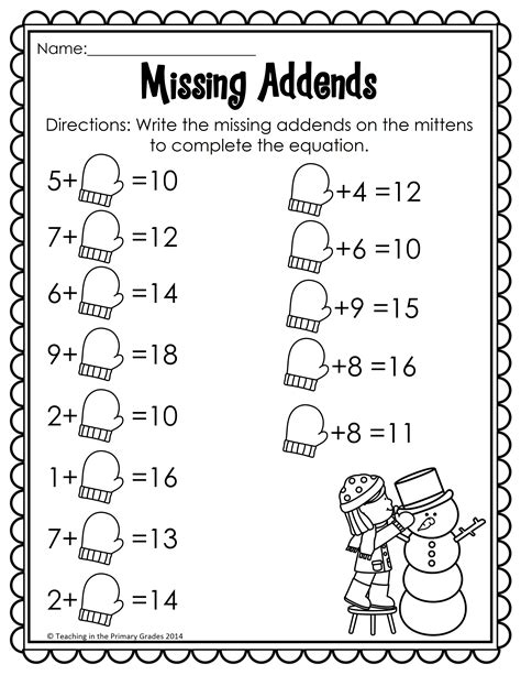 Holiday Math Printables For First Grade