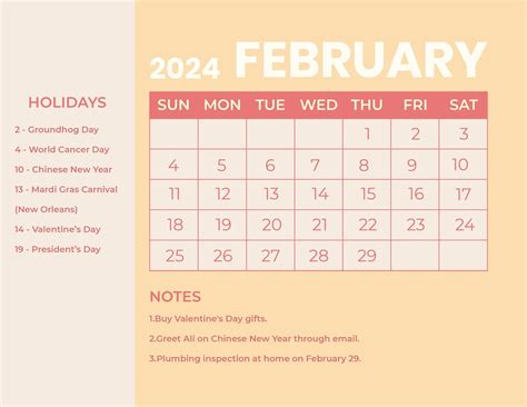 holiday on february 2024