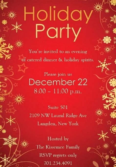 holiday party invitation template email