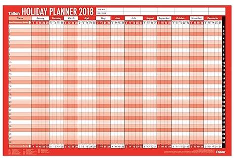 Holiday Planner Wall Chart