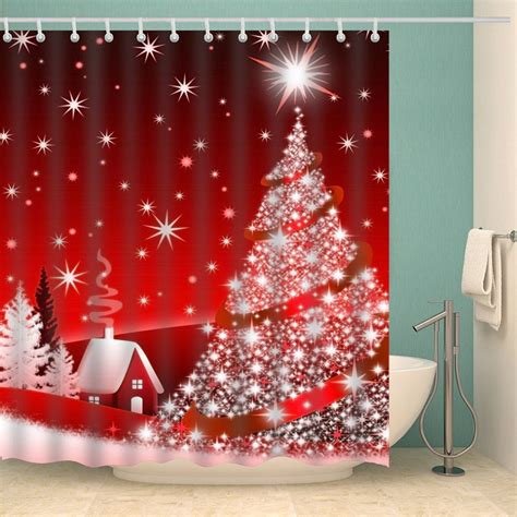PHFZK Happy Festival Shower Curtain, Merry Christmas Cute Winter