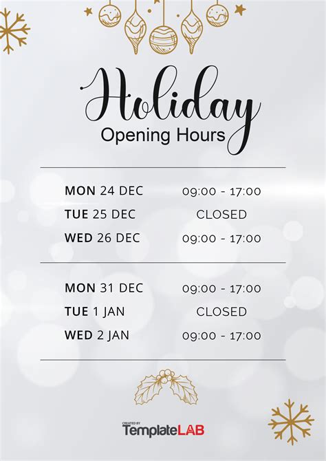 holiday trading hours template