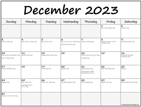 holidays and celebrations december 2023