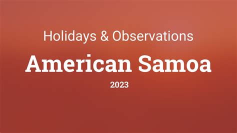 holidays in american samoa 2023