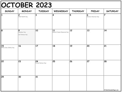 holidays in oct 2023