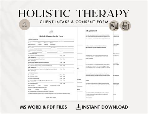 holistic therapy consultation form template