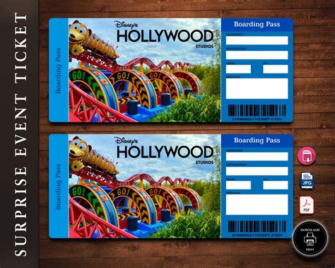 Hollywood Studios Printable Ticket Template