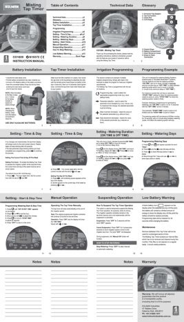 Holman Misting Timer Manual