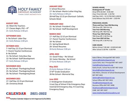 holy family university academic calendar