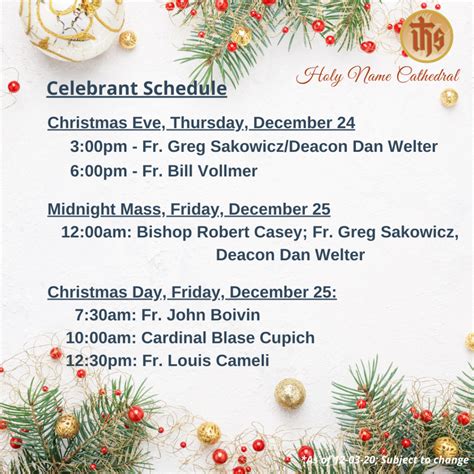 holy name cathedral christmas mass schedule