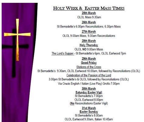 holy thursday mass schedule
