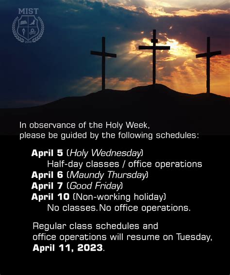 holy wednesday half day 2023