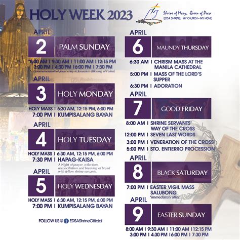 holy week 2023 mass schedules