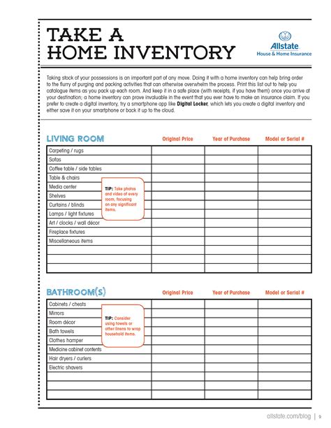 Printable Home Contents Inventory List Template Pdf in 2021 List
