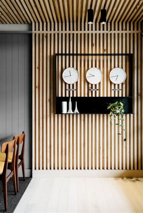 The Wood Slat Accent Of This Living Room Wall Is Perfectly Designed To