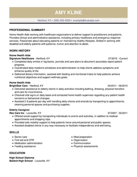 Home Health Care Worker Resume Samples QwikResume