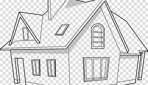 Line Art of a Little Hill House - Free Clip Art